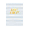 blue ticking stripe birthday card with gold text