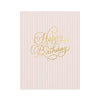 pink stripe birthday card with gold script