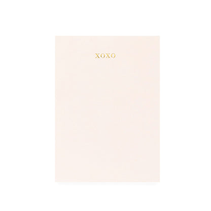 Pale pink notepad printed with gold foil xoxo
