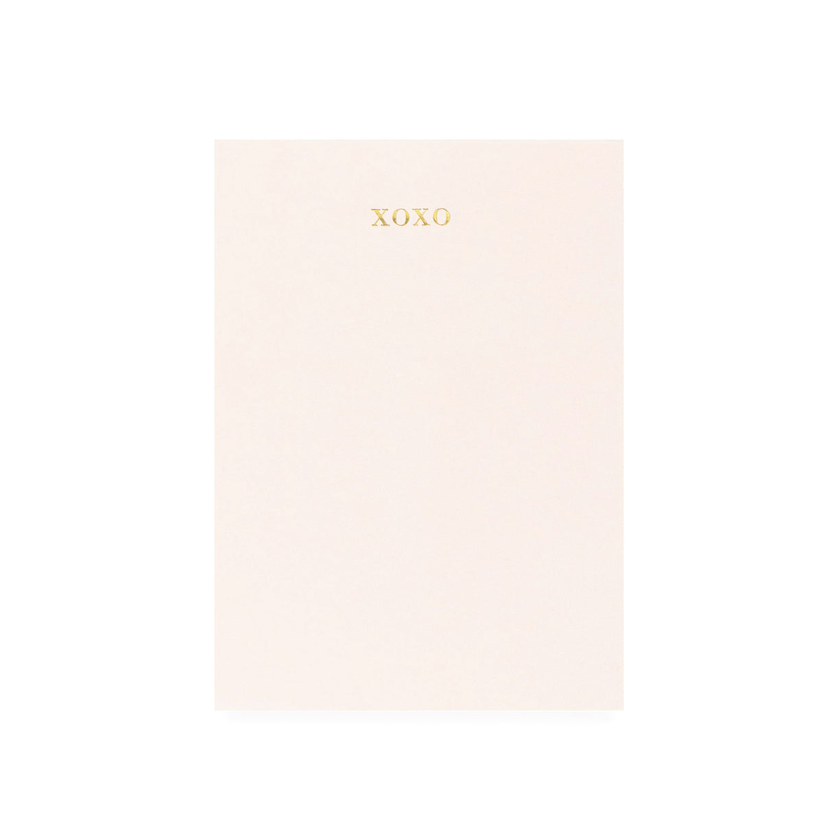 Pale pink notepad printed with gold foil xoxo