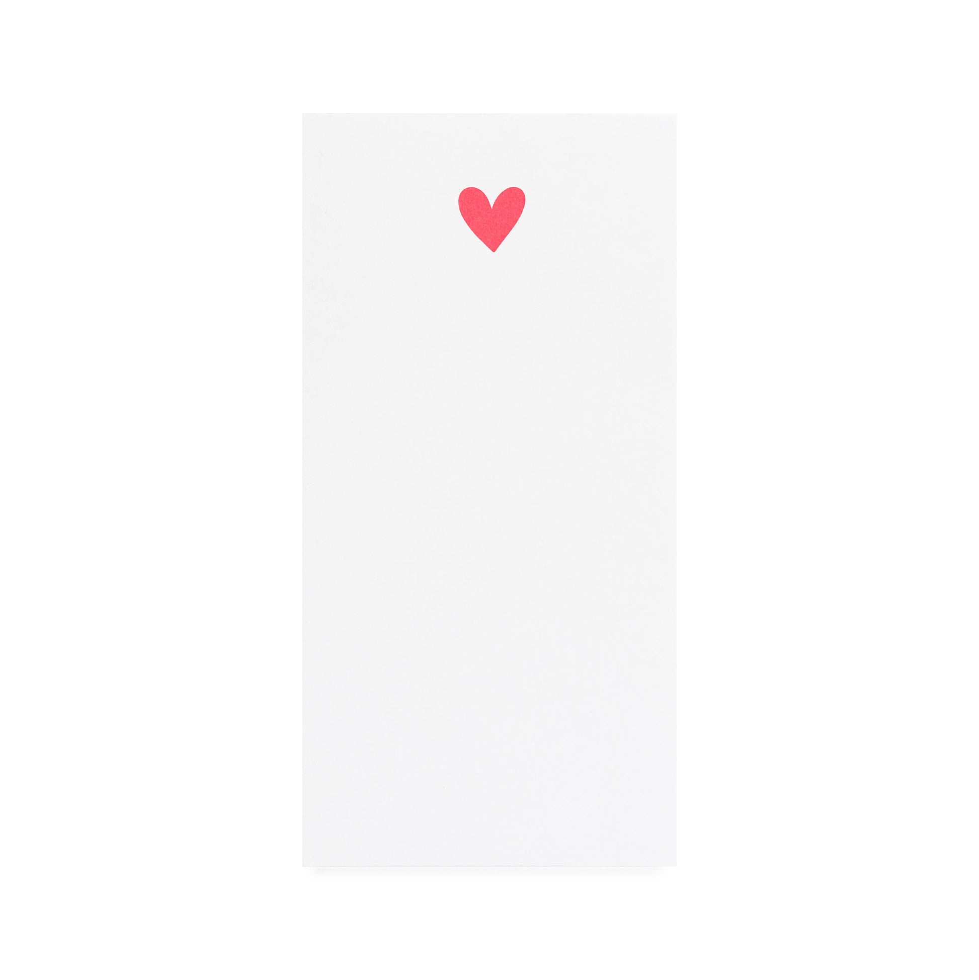 White notepad printed with neon pink heart
