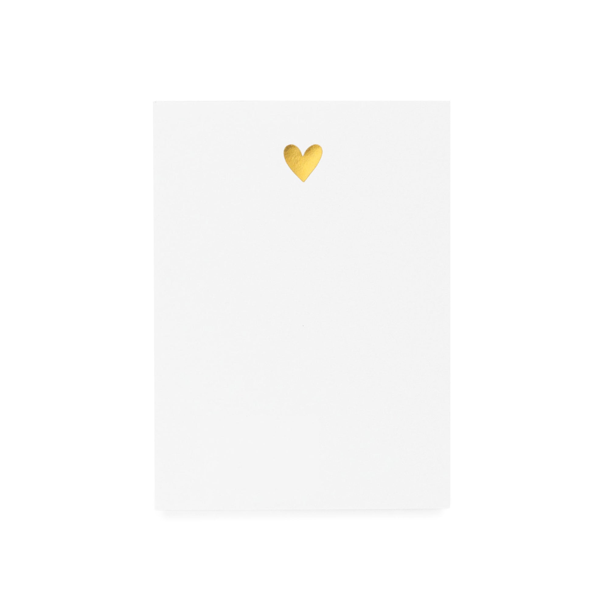 White notepad with gold foil heart