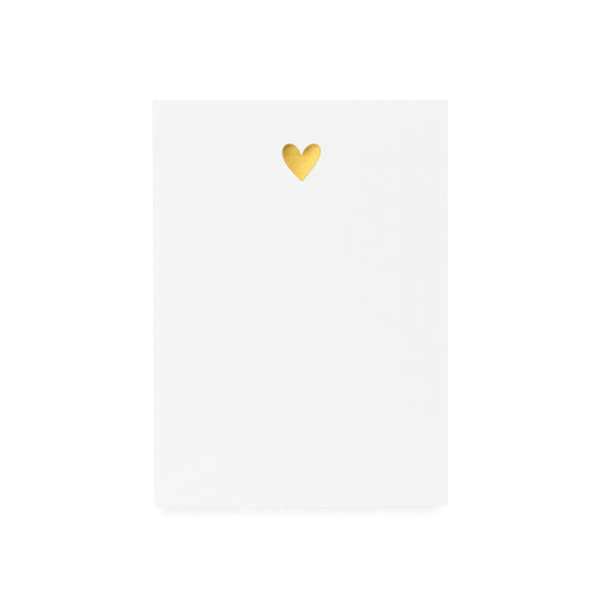 White notepad with gold foil heart