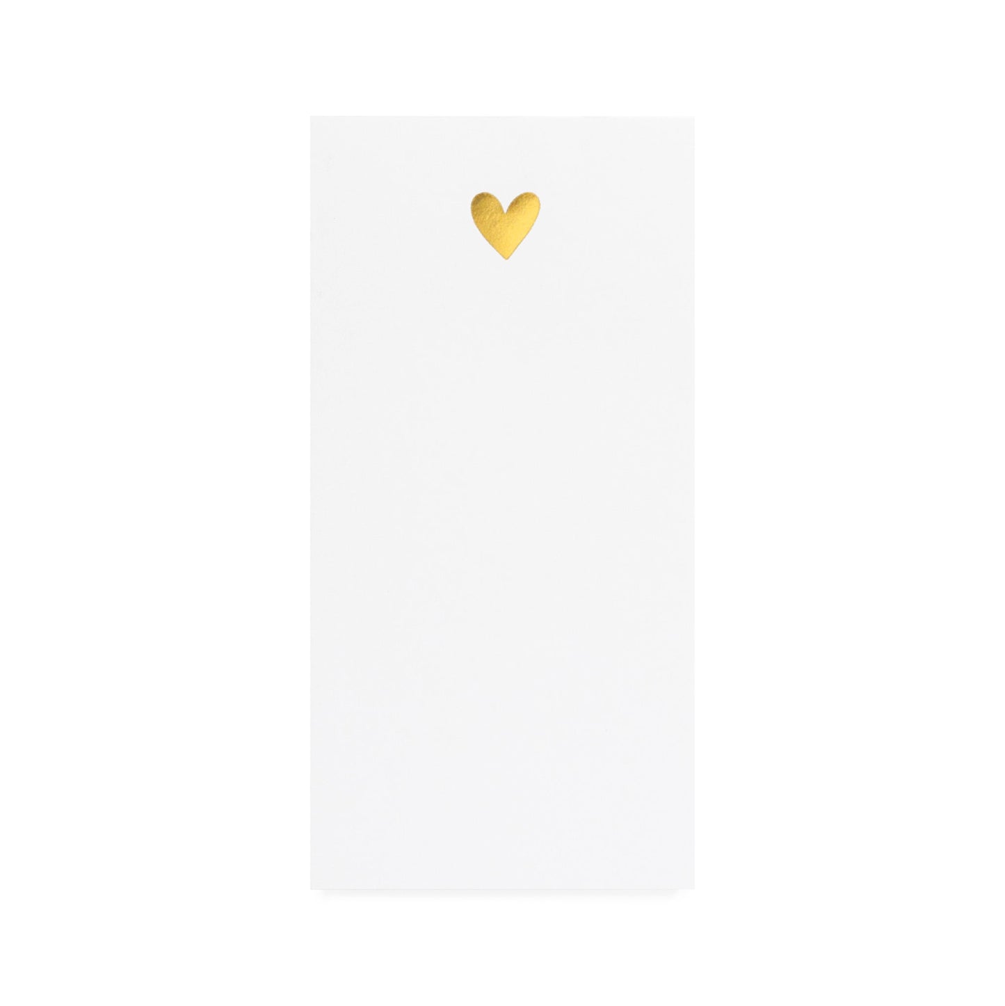 White long notepad with gold foil heart