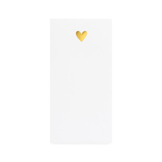 White long notepad with gold foil heart