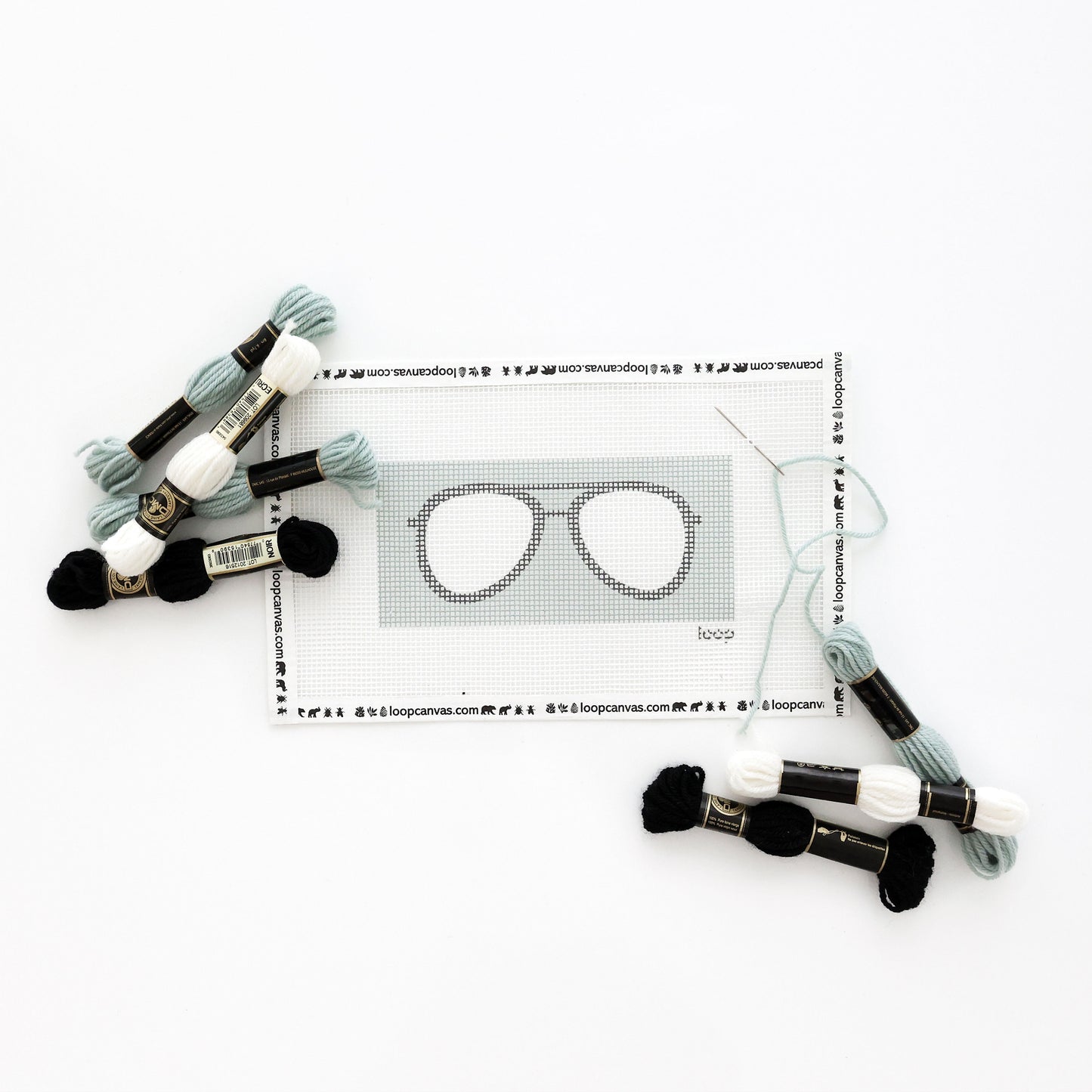 office green sunglasses needlepoint kit with thread
