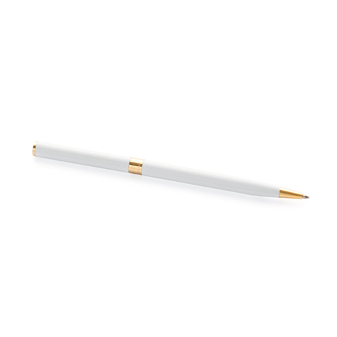 White and brass twist pen