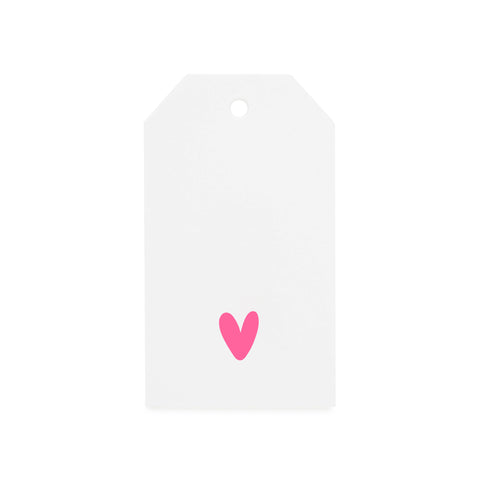white gift tag with neon heart