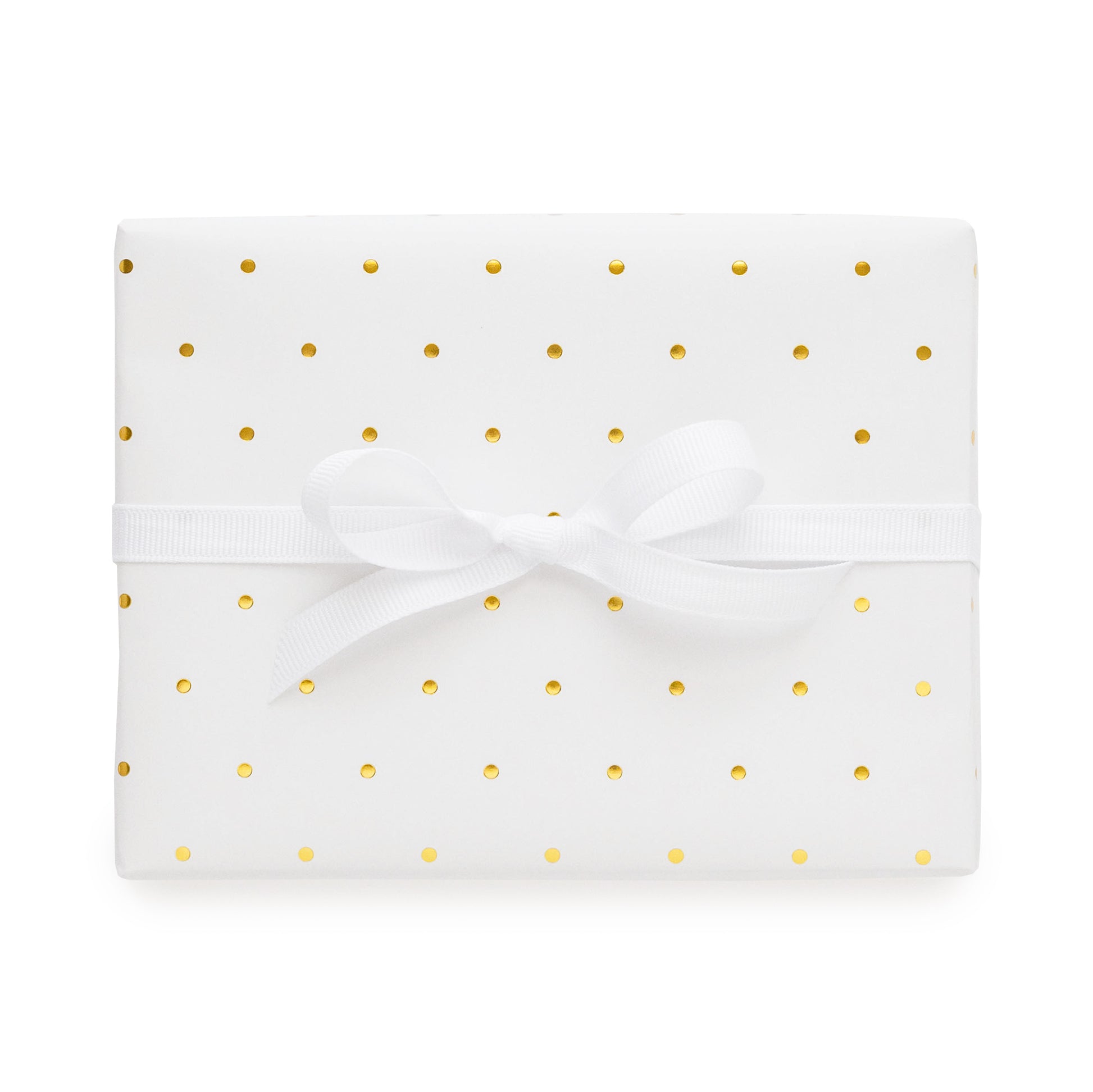 White with gold dot gift wrap