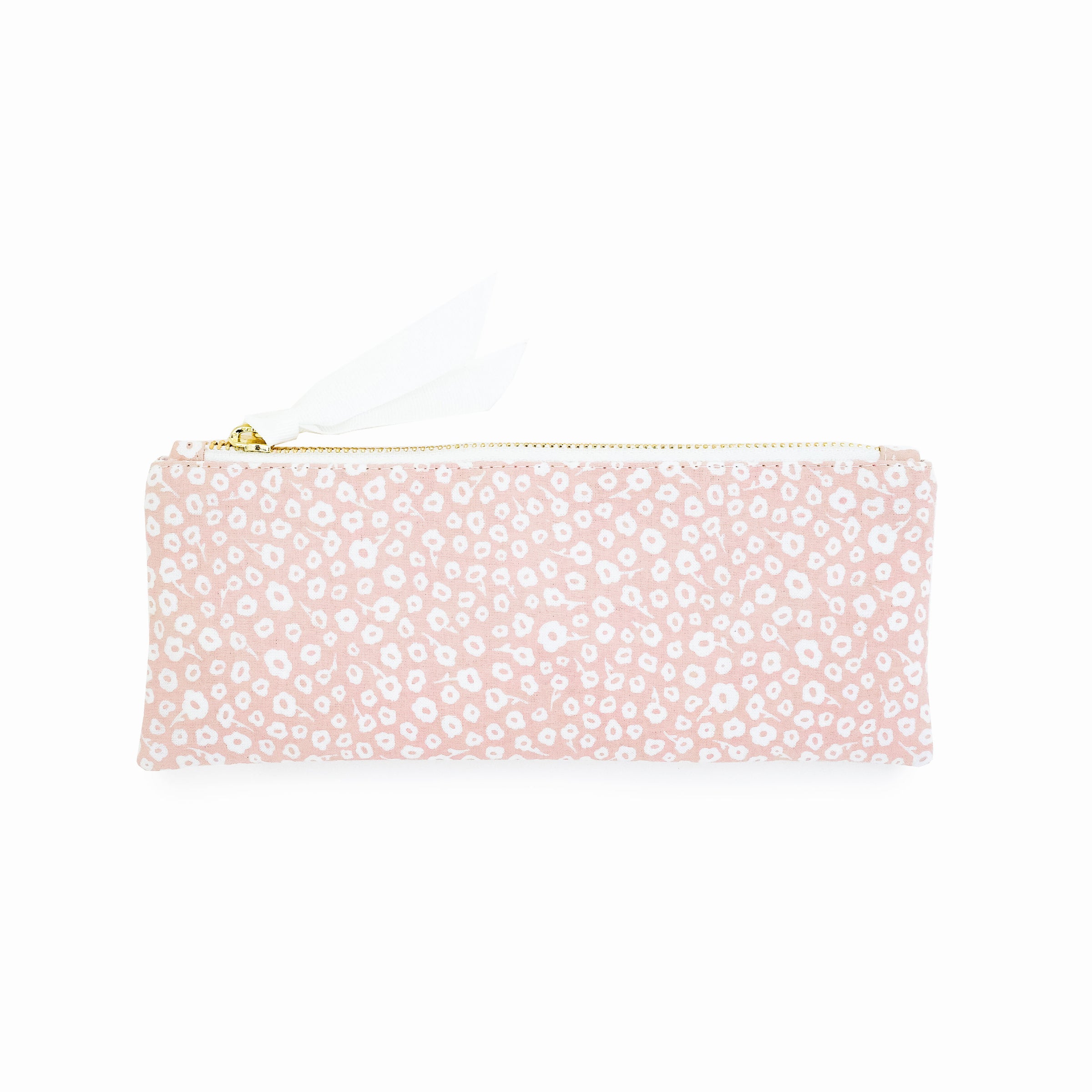 Cosmetic Bag Small Pouch Pencil Case Black with Pink Flowers Floral Pr