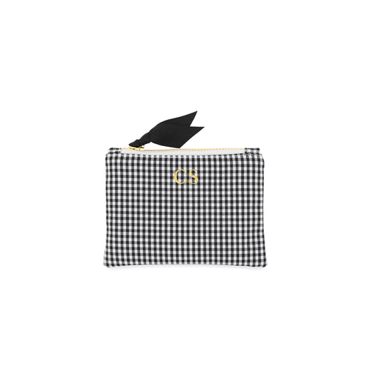 small gingham mini pouch with monogram